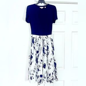TED BAKER pleated floral skirt & shirt dress size1